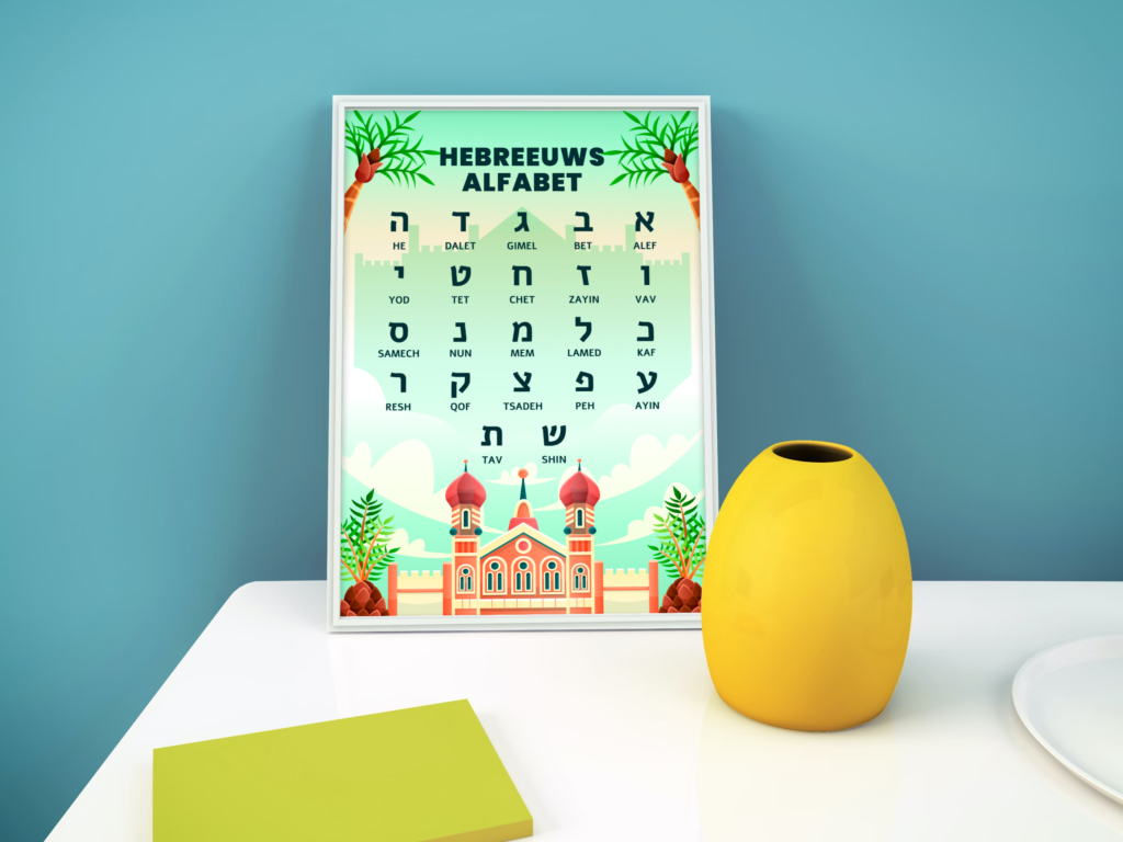 Poster met Hebreeuws alfabet voor kinderen