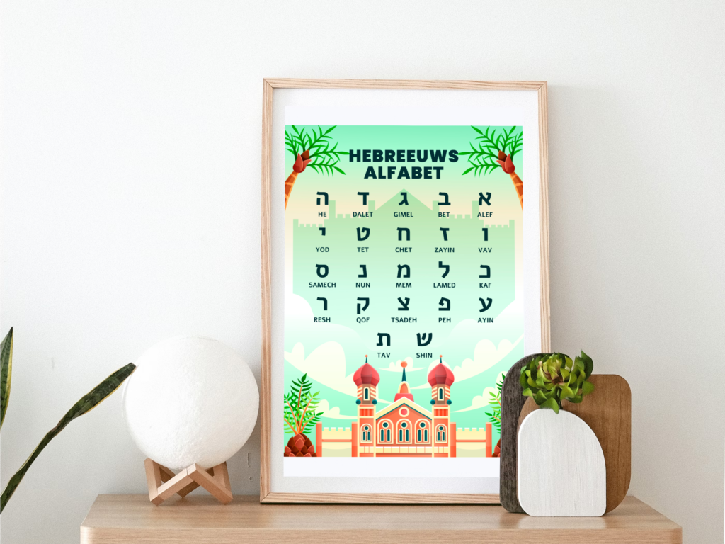 Poster met Hebreeuws alfabet voor kinderen