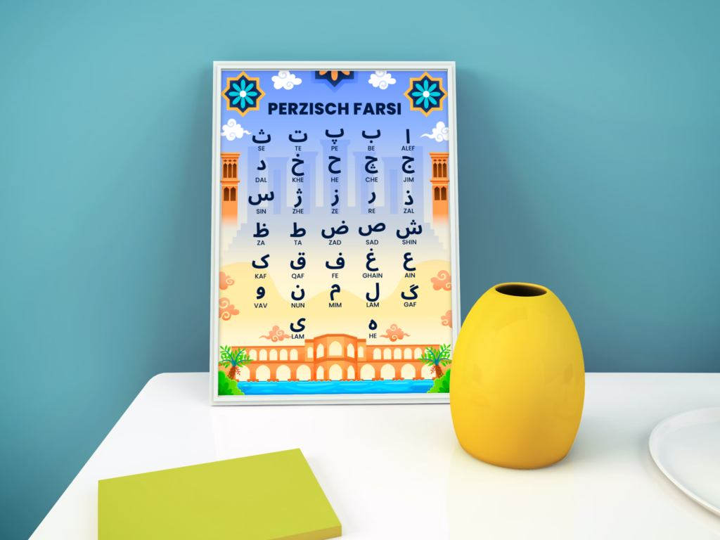 Poster van Perzisch farsi alfabet voor kinderen