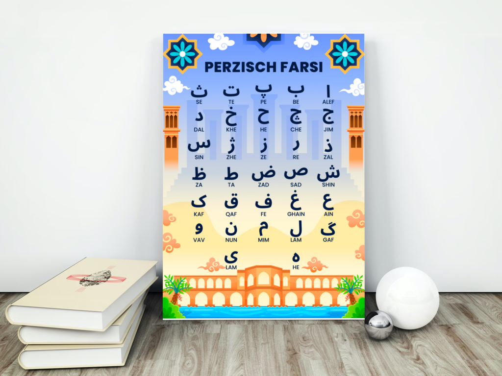 Poster van Perzisch farsi alfabet voor kinderen